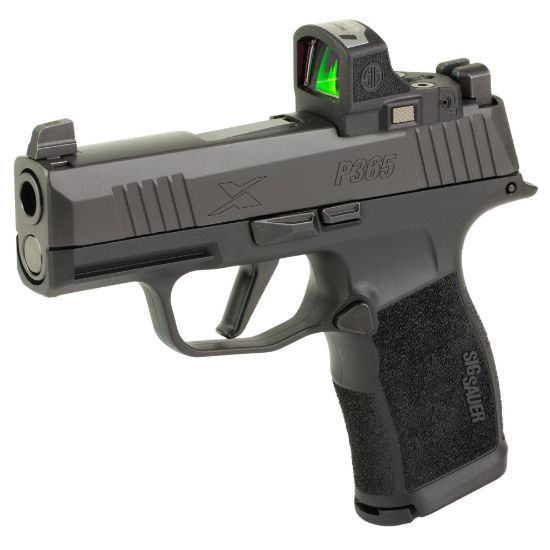 Sig Sauer, P365X, Striker Fired, Semi-automatic, Poylmer Frame Pistol, Sub-Compact, 9MM, 3.1" Barrel, Nitron Finish, Black, Polymer Grip, ROMEO-RS Compact Sight,Optic Height Night Sights, 12 Rounds, 2 Magazines, 798681719976, FFL-SIG-365X-9-BXR3P-RS, RTG Parts