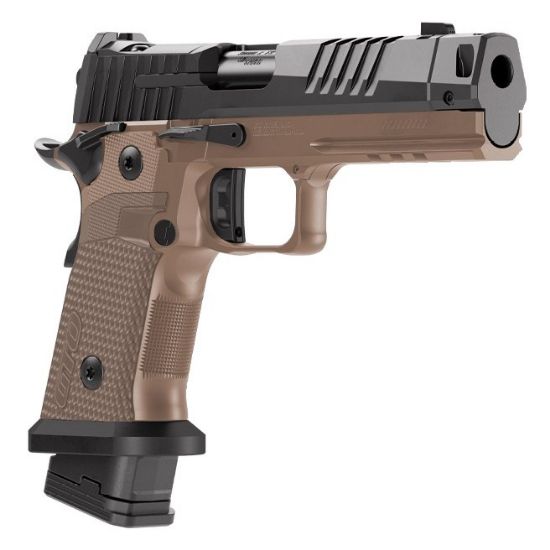 Sig Sauer, P211-GTO Combat, Semi-automatic, Single Action Only, Metal Frame Pistol, Full Size, 9MM, 4.4" Barrel, MACH3D Compensator, Nitron Finish, Black & Coyote , Sig-Loc Pro Footprint Optics Ready Slide, Fiber Optic Sights, Flared Magwell, 3 Magazines, (2)-21 Round & (1)-23 Round, 798681736706, FFL-SIG-211F-9-GTO-CBT, RTG Parts