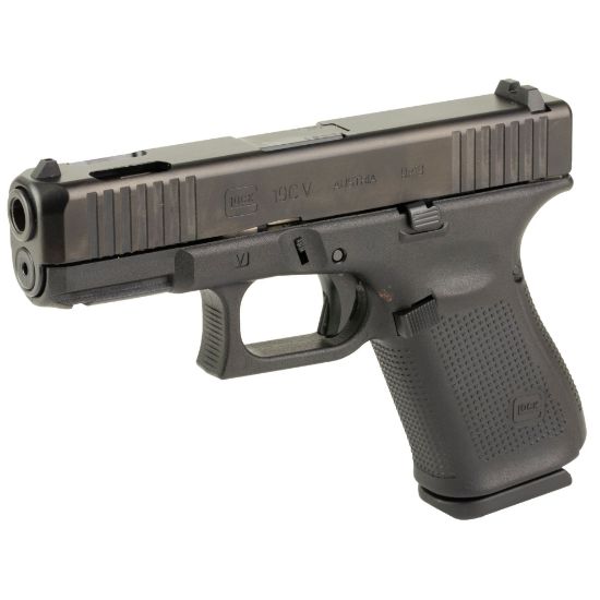 GLOCK, 19C V, V Series, Ported 4.02" Marksman Barrel, Full Size, 9MM, nDLC Finish, Fixed Sights, Ambidextrous Slide Stop Lever, Flared Mag Well, No Finger Grooves, Front Serrations 15 Rounds, 3 Magazines, 764503068003, FFL-GLOCK-PV1959203, RTG Parts