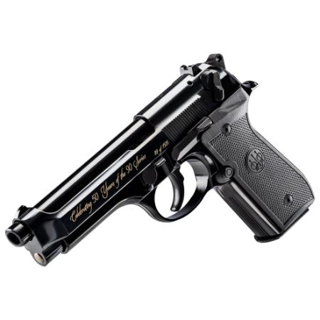 Beretta, 92SB 50th Anniversary Edition, Semi-automatic, Double Action/Single Action, Metal Frame Pistol, Full Size, 9MM, G10 Grips, Anodized Finish, Black, 4.9" Barrel, Fixed Sights, 15 Rounds, 2 Magazines, Include Challenge Coin and History Booklet, 082442062716, FFL-BERETTA-J92SB15, RTG Parts