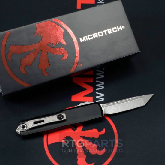Picture of MICROTECH UTX-85 GEN IV OTF AUTOMATIC KNIFE, BLACK, 3.125" M390 T/E TANTO, APOCALYPTIC, 12334-10AP