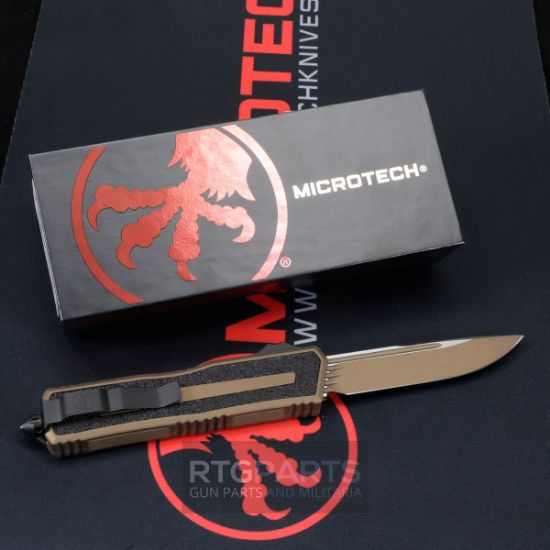 Microtech Scarab II Gen III, S/E OTF, Automatic Knife, Cerakote Burnt Bronze, (3.9 Inch), Drop Point, M390MK, Made in the USA, 841768189749, MICROTECH-1278-1UBC19Z4, RTG Parts