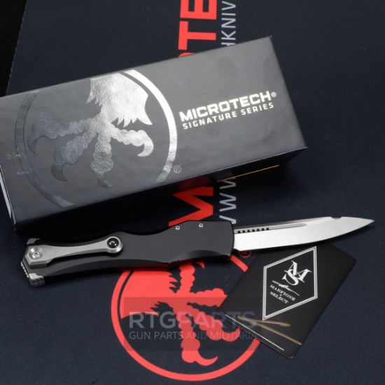 Microtech Marfione Select, Halo IV, Single Action Auto, Black Handle, 3.8" Clip Point, Stonewash, Made in the USA, 841768189446, MICROTECH-1150-10MS1 , RTG Parts