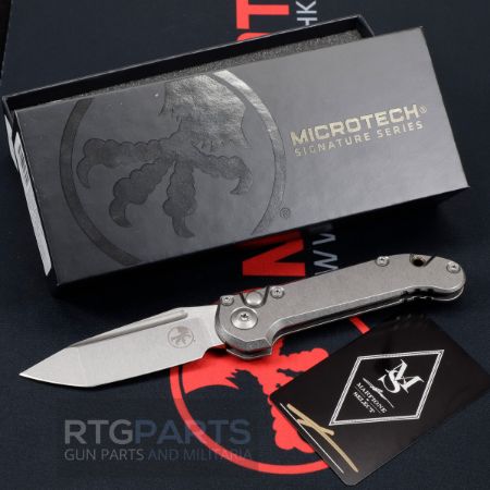 Picture of MICROTECH MARFIONE SELECT, LUDT GEN III AUTO KNIFE, TITANIUM SCALES, TANTO 3.5" BLADE, BRONZE ACCENTS, 1136-10MS1