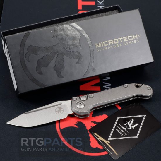 Picture of MICROTECH MARFIONE SELECT, LUDT GEN III AUTO KNIFE, TITANIUM SCALES, TANTO 3.5" BLADE, BRONZE ACCENTS, 1136-10MS1