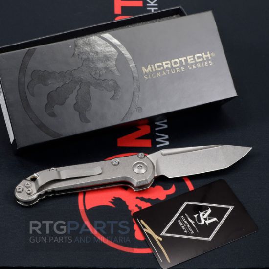 Picture of MICROTECH MARFIONE SELECT, LUDT GEN III AUTO KNIFE, TITANIUM SCALES, TANTO 3.5" BLADE, BRONZE ACCENTS, 1136-10MS1