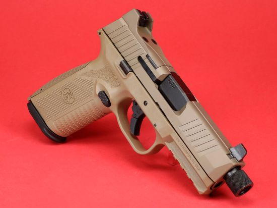 FN 510 Tactical FDE, Full Size, 10mm, 4.71" Barrel, Flat Dark Earth, 1-22Rd and 1-15Rd Magazine, Non-Manual Safety, Suppressor Height Night Sights, Low Profile Optics Mounting System, Barrel Threaded .578x28, Ambi Slide Stop Lever, Ambi Mag Release, Includes (4) MRD Mounting Plates, (2) Frame Backstraps and Premium Zippered Case, 845737015602, FFL-FN-66-101376, RTG Parts