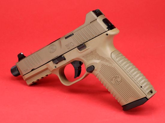 FN 510 Tactical FDE, Full Size, 10mm, 4.71" Barrel, Flat Dark Earth, 1-22Rd and 1-15Rd Magazine, Non-Manual Safety, Suppressor Height Night Sights, Low Profile Optics Mounting System, Barrel Threaded .578x28, Ambi Slide Stop Lever, Ambi Mag Release, Includes (4) MRD Mounting Plates, (2) Frame Backstraps and Premium Zippered Case, 845737015602, FFL-FN-66-101376, RTG Parts