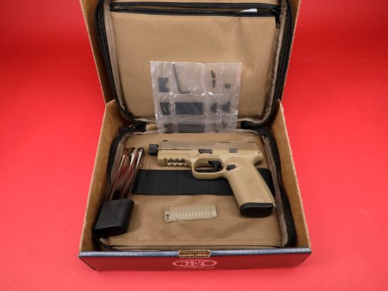 FN 510 Tactical FDE, Full Size, 10mm, 4.71" Barrel, Flat Dark Earth, 1-22Rd and 1-15Rd Magazine, Non-Manual Safety, Suppressor Height Night Sights, Low Profile Optics Mounting System, Barrel Threaded .578x28, Ambi Slide Stop Lever, Ambi Mag Release, Includes (4) MRD Mounting Plates, (2) Frame Backstraps and Premium Zippered Case, 845737015602, FFL-FN-66-101376, RTG Parts