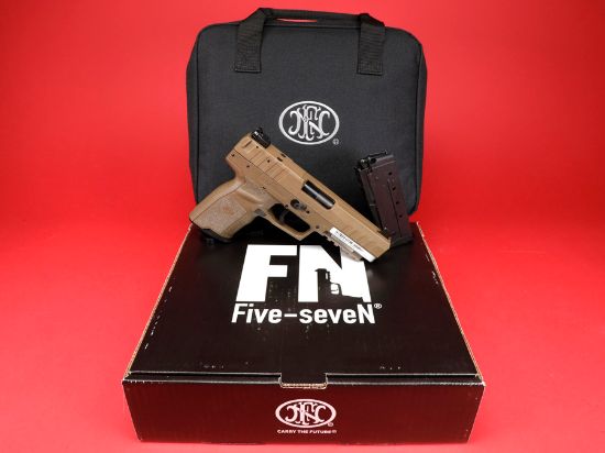 FN Five seveN MRD,  Full Size, 5.7X28MM, 4.8" Barrel, Matte Finish, Flat Dark Earth, Stippled Textured Grip, Optic Ready, Adjustable Sights, Ambidextrous, 20 Rounds, 2 Magazines, Includes Ballistic Zippered Case, 845737015145, FFL-FN-66-101275, RTG Parts