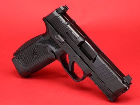 FN America, FN 545 MRD NMS, Semi-automatic, Striker Fired, Polymer Frame Pistol, Full Size, 45 ACP, 4.1" Barrel, Anodized Finish, Black, Optic Height Sights, Optics Ready, Two 15rd Mags, No Manual Safety, 845737015701, FFL-FN-66-101387, RTG Parts