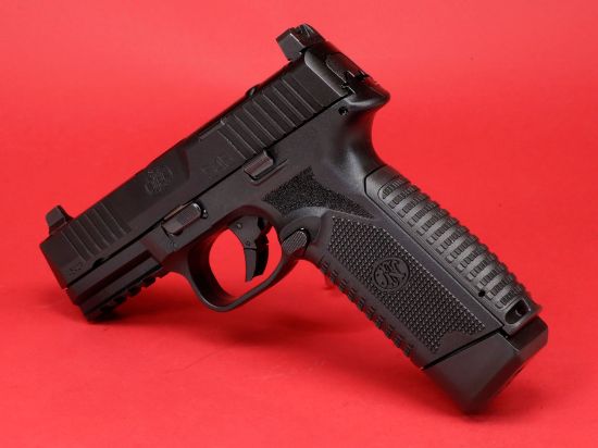 FN America, FN 545 MRD NMS, Semi-automatic, Striker Fired, Polymer Frame Pistol, Full Size, 45 ACP, 4.1" Barrel, Anodized Finish, Black, Optic Height Sights, Optics Ready, Two 15rd Mags, No Manual Safety, 845737015701, FFL-FN-66-101387, RTG Parts