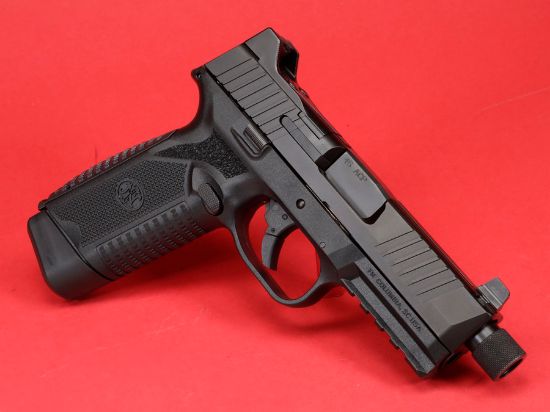 FN America, FN 545 Tactical, Full Size, 45 ACP, 4.71" Barrel, Black, 1 -18rd and 1-15rd Magazine, Non-Manual Safety, Suppressor Height Night Sights, Low Profile Optics Mounting System, Barrel Threaded .578x28, Ambi Slide Stop Lever, Ambi Mag Release, Includes (4) MRD Mounting Plates, (2) Frame Backstraps and Premium Zippered Case, 845737015664, FFL-FN-66-101383, RTG Parts