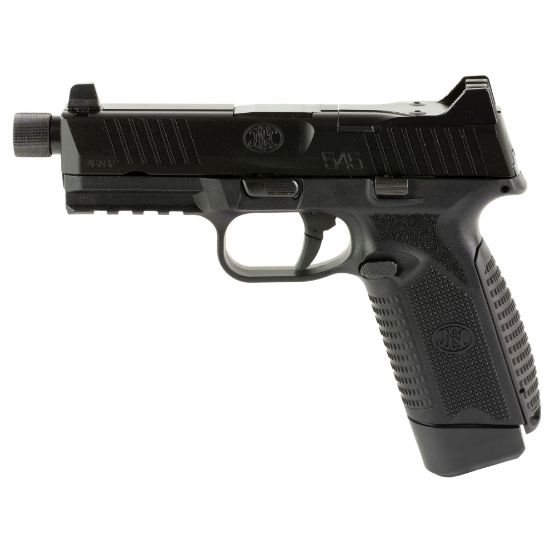FN America, FN 545 Tactical, Full Size, 45 ACP, 4.71" Barrel, Black, 1 -18rd and 1-15rd Magazine, Non-Manual Safety, Suppressor Height Night Sights, Low Profile Optics Mounting System, Barrel Threaded .578x28, Ambi Slide Stop Lever, Ambi Mag Release, Includes (4) MRD Mounting Plates, (2) Frame Backstraps and Premium Zippered Case, 845737015664, FFL-FN-66-101383, RTG Parts