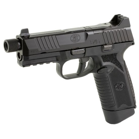FN America, FN 545 Tactical, Full Size, 45 ACP, 4.71" Barrel, Black, 1 -18rd and 1-15rd Magazine, Non-Manual Safety, Suppressor Height Night Sights, Low Profile Optics Mounting System, Barrel Threaded .578x28, Ambi Slide Stop Lever, Ambi Mag Release, Includes (4) MRD Mounting Plates, (2) Frame Backstraps and Premium Zippered Case, 845737015664, FFL-FN-66-101383, RTG Parts
