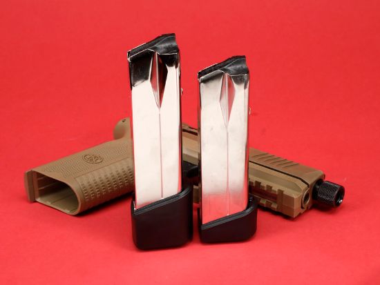 FN 545 Tactical FDE, Full Size, 45 ACP, 4.71" Barrel, Flat Dark Earth, 1 -18rd and 1-15rd Magazine, Non-Manual Safety, Suppressor Height Night Sights, Low Profile Optics Mounting System, Barrel Threaded .578x28, Ambi Slide Stop Lever, Ambi Mag Release, Includes (4) MRD Mounting Plates, (2) Frame Backstraps and Premium Zippered Case, 845737015688, FFL-FN-66-101384, RTG Parts