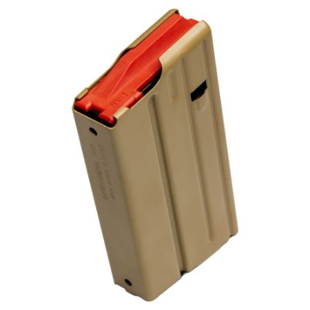 DURAMAG, DuraMag SS, Magazine, 308 Winchester/6.8X51, 20 Rounds, Fits SR25/DPMS Pattern AR10 Rifles, Orange AGF Follower, Stainless Steel, FDE, Flat Dark Earth, C-Products, 766897410567, 2008049178CPD, DM-410567, RTG Parts