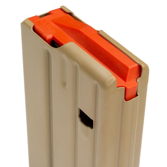 DURAMAG, DuraMag SS, Magazine, 308 Winchester/6.8X51, 20 Rounds, Fits SR25/DPMS Pattern AR10 Rifles, Orange AGF Follower, Stainless Steel, FDE, Flat Dark Earth, C-Products, 766897410567, 2008049178CPD, DM-410567, RTG Parts