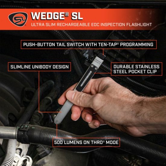 Streamlight, Wedge SL, Rechargeable Flashlight, 500 Lumens, Black, Coyote, Silver, 080926663183, 080926888425, 080926888418, 88840, 88841, 88842, RTG PARTS