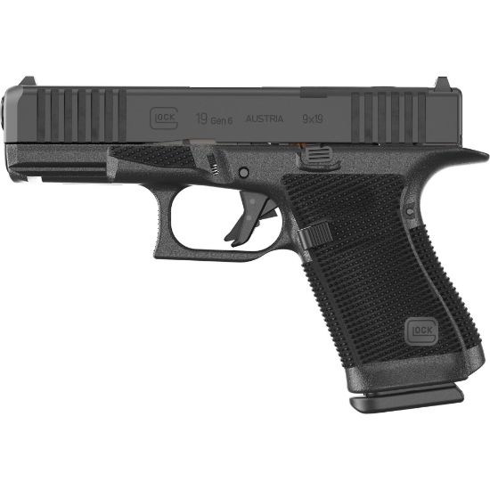 GLOCK, 19 Gen 6, Semi-automatic, Striker Fired, Polymer Frame Pistol, Compact, 9MM, 4.02" Barrel, DLC Finish, Fixed Sights, Optics Ready System, 15 Rounds, 3 Magazines, 764503068256, FFL-GLOCK-P61950203, RTG Parts