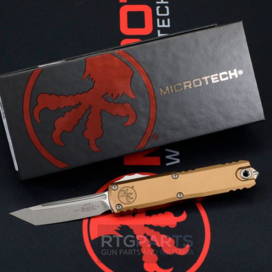 Picture of MICROTECH UTX-85 GEN IV OTF AUTOMATIC KNIFE, TAN, 3.125" M390 T/E TANTO, APOCALYPTIC, 12334-10APTA