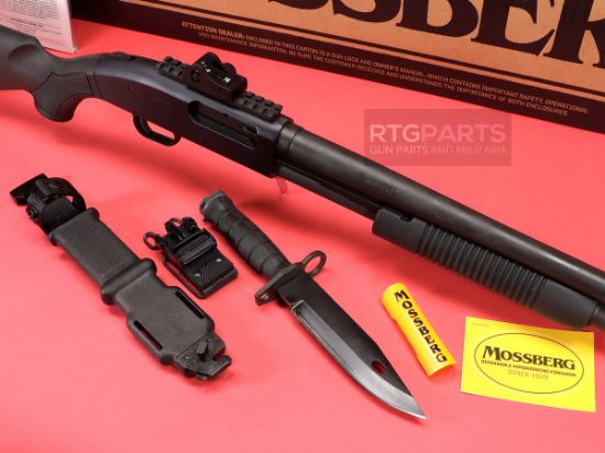 Mossberg, 590A1, Pump Action Shotgun, Heavy Walled 20" Ported Barrel With Bayonet Lug, Heat Shield, 3" Chamber, AccuChoke, Black Finish, Synthetic Stock, Ghost-Ring Sights, 9rd Magazine, Includes Bayonet, 015813507714, FFL-MOSSBERG-50771, RTG Parts