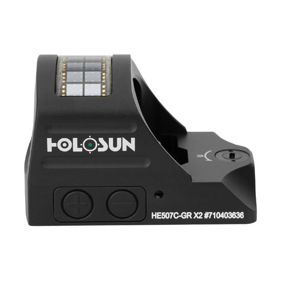 Holosun Technologies, 507C-GR X2, Green Dot, 32 MOA Ring & 2 MOA Dot, Black Color, Side Battery, Solar Failsafe, Mount Not Included, 810047071280, H-HS507C-GR-X2, RTG Parts