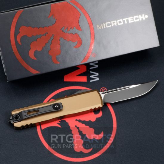 Picture of MICROTECH UTX-85 GEN IV OTF AUTOMATIC KNIFE, TAN 3.125" M390 S/E, TACTICAL BLACK, 12314-1TA