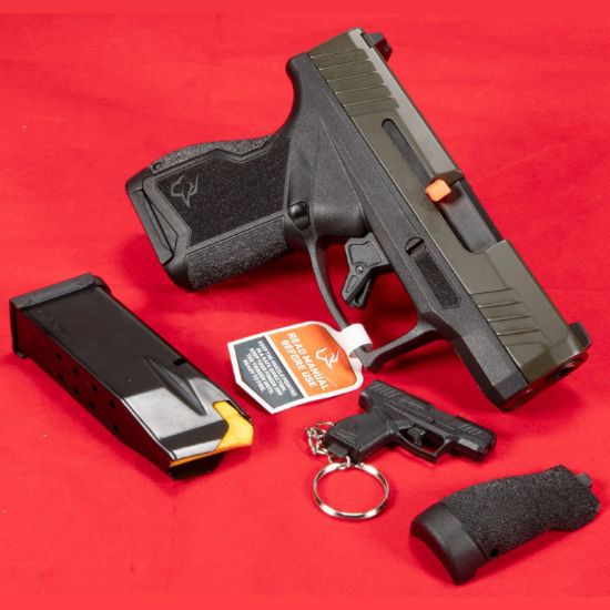 Taurus USA, GX4, Striker Fired, Semi-automatic, Polymer Frame Pistol, Compact, 9MM, 3" Barrel, Matte Finish, Black Frame, Military Green Slide, Adjustable Sights, (2)-11rd Magazines, FFL-TAURUS-1GX4M93B