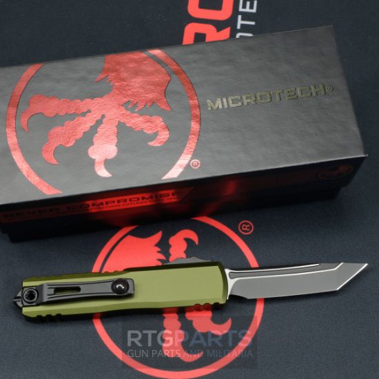 Picture of MICROTECH UTX-85 GEN IV OTF AUTOMATIC KNIFE, OD GREEN, 3.125" M390 T/E TANTO, TACTICAL BLACK, 12334-1OD