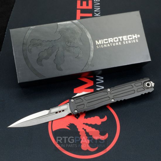 Picture of MICROTECH ULTRATECH EX ZBP OTF AUTOMATIC KNIFE, BLACK, 3.5" M390 BAYONET, STONEWASH, 1120EX-10S