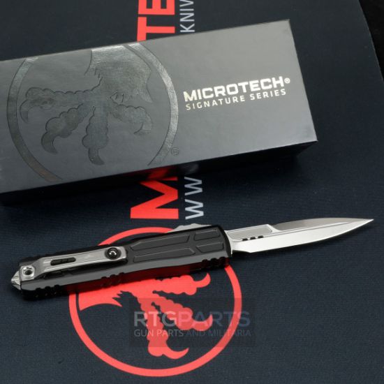 Picture of MICROTECH ULTRATECH EX ZBP OTF AUTOMATIC KNIFE, BLACK, 3.5" M390 BAYONET, STONEWASH, 1120EX-10S