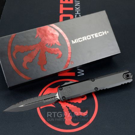 Picture of MICROTECH ULTRATECH GEN IV OTF AUTOMATIC KNIFE, 3.5" M390 D/E SERRATED, TACTICAL BLACK, 11224-3T