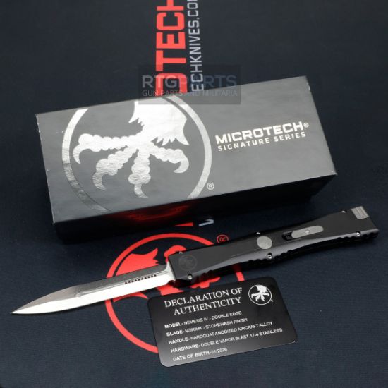 Picture of MICROTECH MARFIONE SELECT NEMESIS IV, 4.4" D/E, STONEWASH, DOUBLE VAPOR BLAST, 1152-10MS1