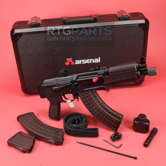 Arsenal, Inc., SAM7K-56P, Semi-automatic Pistol, AK, 762X39, 8.5" Hammer Forged Barrel, Milled Receiver, Matte Finish, Black, 1913/Picatinny Ready Brace Adapter, Plum Furniture, FIME Group FM-922EUS Enhanced 2-Stage Trigger, Adjustable Iron Sights, 10rd & Two 30rd Magazines, Includes Cleaning Kit, Oil Bottle, Sling, Arsenal Custom Hard Case, 810054133353, FFL-ARSENAL-SAM7K-56P, RTG Parts