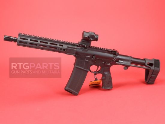 Daniel Defense, DDM4, Semi-automatic, AR Pistol, 5.56 NATO, 10.3" Cold Hammer Forged Barrel, Threaded 1/2X28, Anodized Finish, Black, Daniel Defense Pistol Grip, Maxim PDW Brace, DD4 Flat Front 9.5" Rail, 30 Rounds, Includes Primary Optics Cyclops Gen 2 Reticle, 818773025294, FFL-DD-SB-19, RTG Parts