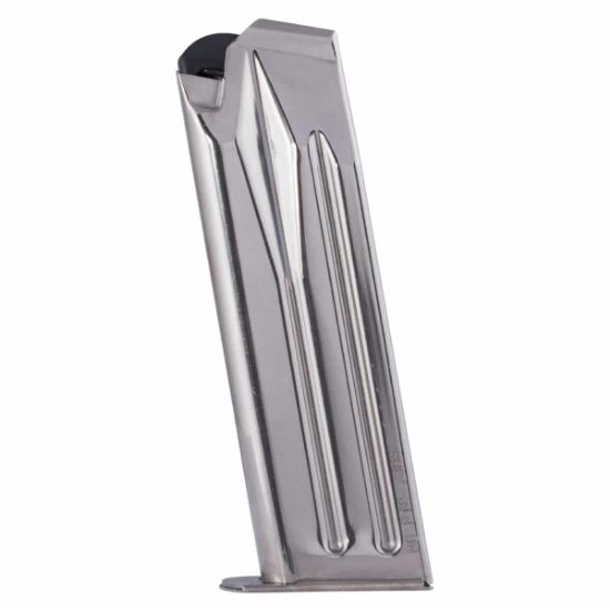 Mec-Gar, Pistol Magazine, 9mm / .38 Super, 17 Rounds, Black, Fits Para Ordinance P18 / Armscor & Rock Island Double Stacks, Steel, Nickel, Anti-Friction Coating, Mecgar, 765595440418, MEC-MGP183817N, RTG Parts