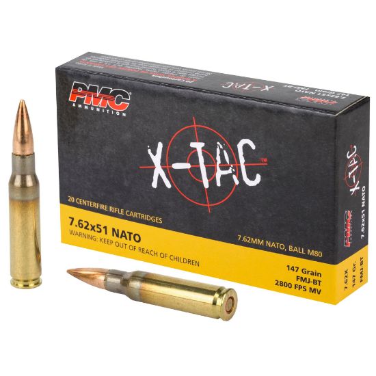 PMC Ammunition, XTAC, 762X51 NATO, 147 Grain, Full Metal Jacket, 20rd Box, 741569010153, AMMO-PMC-762X, RTG Parts