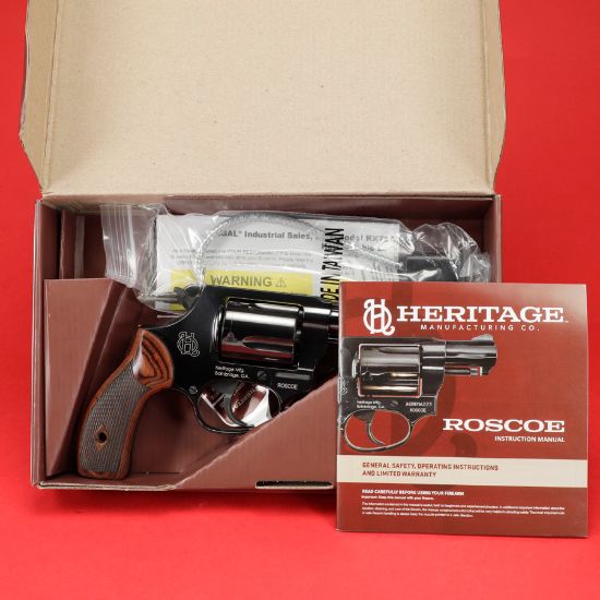 Heritage, Roscoe, Double/Single Action Revolver, 38 Special, 2" Barrel, Blued Finish, Black, Wood Grips, 5 Rounds, 727962709870, FFL-HERITAGE-HR38B2W, RTG Parts