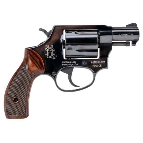 Heritage, Roscoe, Double/Single Action Revolver, 38 Special, 2" Barrel, Blued Finish, Black, Wood Grips, 5 Rounds, 727962709870, FFL-HERITAGE-HR38B2W, RTG Parts