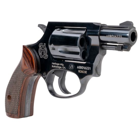 Heritage, Roscoe, Double/Single Action Revolver, 38 Special, 2" Barrel, Blued Finish, Black, Wood Grips, 5 Rounds, 727962709870, FFL-HERITAGE-HR38B2W, RTG Parts