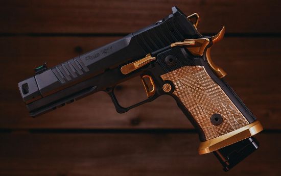 Sig Sauer, P211, Semi-automatic, Single Action Only, Metal Frame Pistol, Full Size, 9MM, 4.4" Bull Barrel, MACH3D Compensator, Nitron Finish, Black, Sig-Loc Pro Footprint Optics Ready Slide, Fiber Optic Sights, Brass LOK Grip Panels, High Polish Titanium Nitride Controls, 3 Magazines, (2)-21 Round & (1)-23 Round, 798681740079, FFL-SIG-211F-9-GTO-SC, RTG Parts