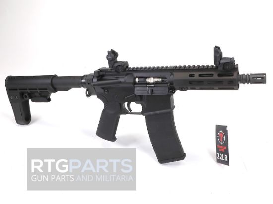 Tippmann Arms Company, M4-22, Micro Elite BUG OUT Pistol, Semi-Automatic Pistol, AR, 22 LR, 7" Threaded Barrel, 1/2X28 Thread Pitch, Aluminum MLOK Handguard, Matte Finish, Black, Folding T5 Pistol Brace, Front/Rear Flip Sights, 25rd Magazine, 857253008433, FFL-TIPPMANN-A101124, RTG Parts