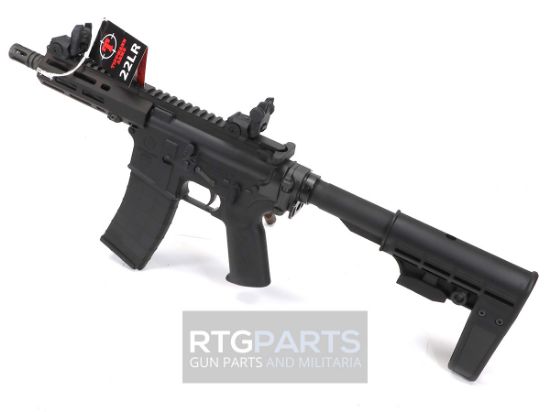 Tippmann Arms Company, M4-22, Micro Elite BUG OUT Pistol, Semi-Automatic Pistol, AR, 22 LR, 7" Threaded Barrel, 1/2X28 Thread Pitch, Aluminum MLOK Handguard, Matte Finish, Black, Folding T5 Pistol Brace, Front/Rear Flip Sights, 25rd Magazine, 857253008433, FFL-TIPPMANN-A101124, RTG Parts