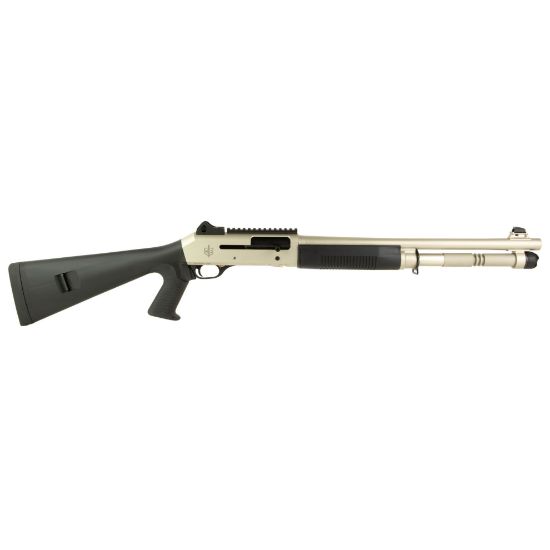 MAC 1014 Marine Pistol Grip, Semi-automatic Shotgun, 12 Gauge, 3" Chamber, 18.5" Barrel, Polymer Pistol Grip and Forearm, Electroless Nickel Finish, Ghost Ring Rear and Blade Front Sights, 5 Rounds, Includes Benelli/Mobil Pattern Choke Tubes 1/3/5, Military Arms Corporation, 723551444320, FFL-MAC-21000153, RTG Parts