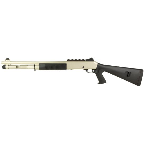 MAC 1014 Marine Pistol Grip, Semi-automatic Shotgun, 12 Gauge, 3" Chamber, 18.5" Barrel, Polymer Pistol Grip and Forearm, Electroless Nickel Finish, Ghost Ring Rear and Blade Front Sights, 5 Rounds, Includes Benelli/Mobil Pattern Choke Tubes 1/3/5, Military Arms Corporation, 723551444320, FFL-MAC-21000153, RTG Parts