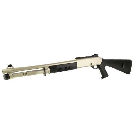 MAC 1014 Marine Pistol Grip, Semi-automatic Shotgun, 12 Gauge, 3" Chamber, 18.5" Barrel, Polymer Pistol Grip and Forearm, Electroless Nickel Finish, Ghost Ring Rear and Blade Front Sights, 5 Rounds, Includes Benelli/Mobil Pattern Choke Tubes 1/3/5, Military Arms Corporation, 723551444320, FFL-MAC-21000153, RTG Parts