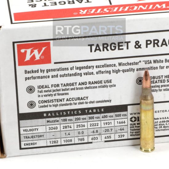 150rd Box of Winchester .223 Remington 55gr FMJ, Thousand Rounds, AR Food, 020892224988, AMMO-W223150, RTG Parts