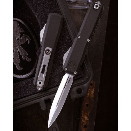 Microtech UTX-70 Gen IV, D/E OTF, Automatic Knife, Black (2.5 Inch), M390, Double Edge, Dagger, Apocalyptic, Made in the USA, MICROTECH-11474-10, RTG Parts