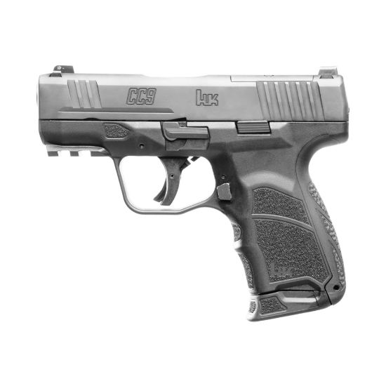 HK CC9 12rd, Heckler & Koch, Semi-automatic, Striker Fired, Polymer Framed Pistol, Sub-Compact, 9MM, 3.32" Barrel, Matte Finish, Black, Front Night Sight, 12 Rounds, (1)-12 Round and (1)-10 Round Magazine,  642230263284 , FFL-HKK-81000550, RTG Parts